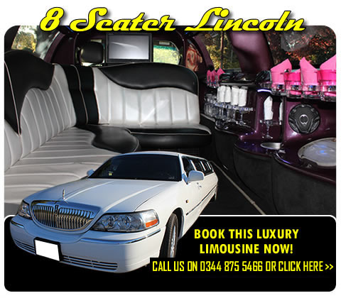 8 seater Lincoln Town Car (white)